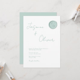 Invitación Personalizado monograma sellado de cera verde boda