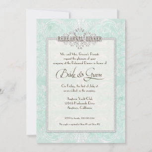 Invitación Personalizado Monograma Vintage Damask Lace Look A