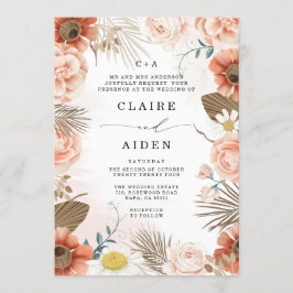 Invitación Personalizado Monogramado Terracotta Rustic Boho B