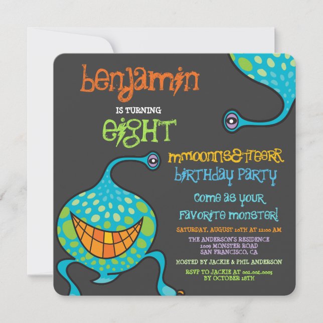 Invitación Personalizado Monster Alien Kids Foto Fiesta de cu (Anverso)