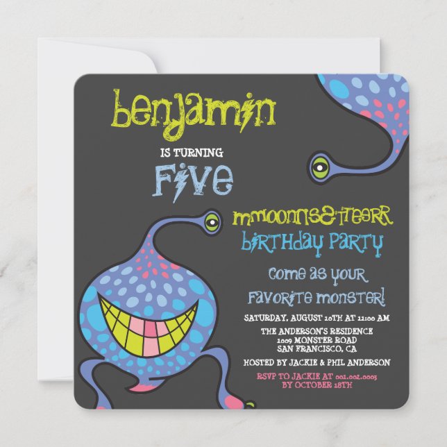 Invitación Personalizado Monster Alien Niños Fiesta de cumple (Anverso)