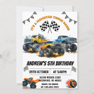 Invitación Personalizado Monster Camiones Fiesta de cumpleaño