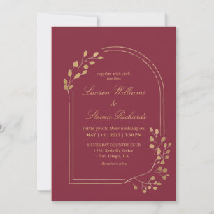 Invitación Personalizado Moro Rojo Oscuro Eucalyptus Leaves