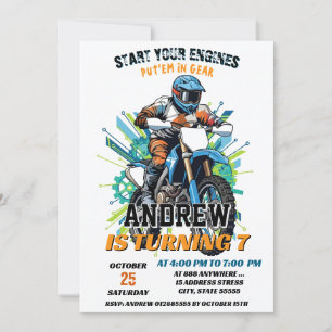 Invitación Personalizado Motocross Carreras Dirt Boy Biker Cu