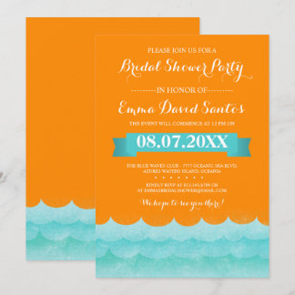 Invitación Personalizado Naranja En La Ducha Náutica Bridal