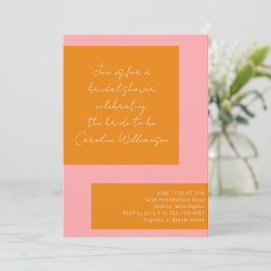 Invitación Personalizado Naranja Geométrico Rosado Script Duc