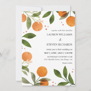 Invitación Personalizado Naranjas verdes blancos Boda de flor