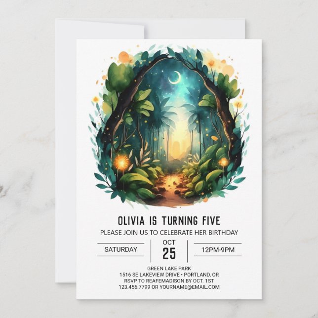 Invitación Personalizado Naturaleza Aventura Woodland Cumplea (Anverso)