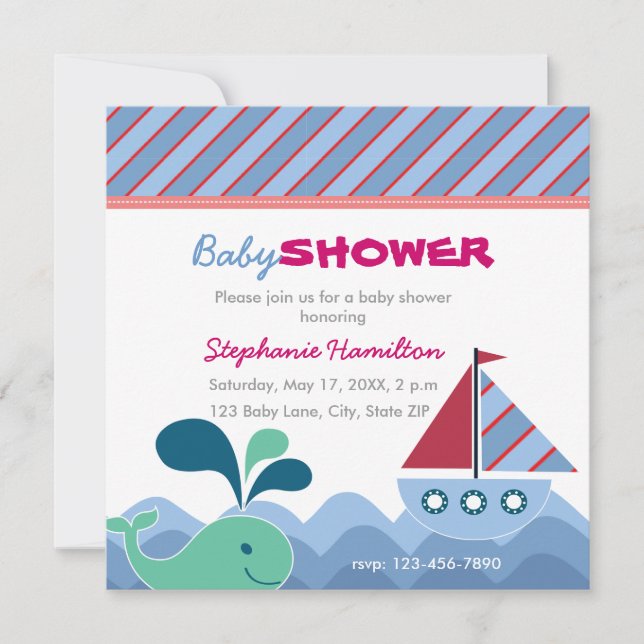 Invitación Personalizado náutico Baby Shower (Anverso)