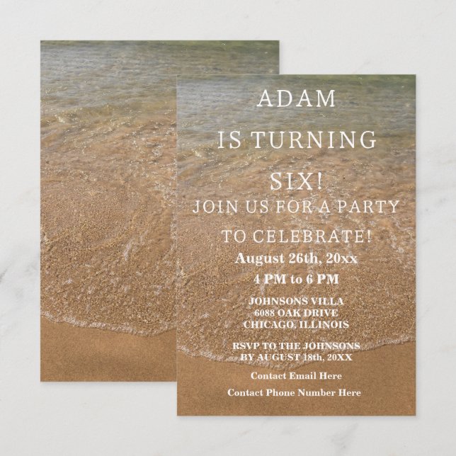 Invitación Personalizado Náutico de Birthday Party Beach Tren (Anverso / Reverso)