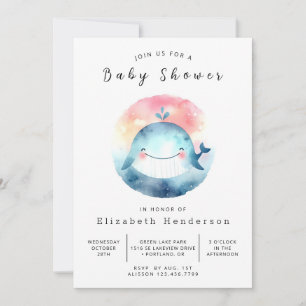 Invitación Personalizado náutico Whale Baby Shower
