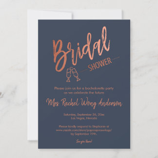 Invitación Personalizado Naval Simple Script Rosa Dorado Duch