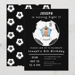 Invitación Personalizado negro octogésimo cumpleaños edad fút