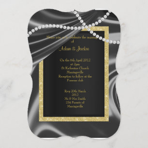 Invitación Personalizado NEGRO SATIN, BODA DE CLASE ELEGANTE 