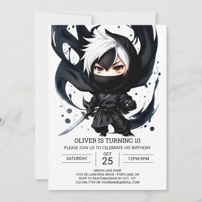 Invitación Personalizado Ninja Adventure Cumpleaños (Anverso)