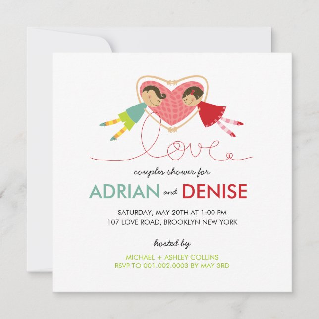 Invitación Personalizado niño Chica amor Parejas nupciales du (Anverso)