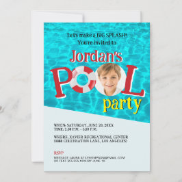 Invitación Personalizado Niño Foto Fiesta de la piscina de cu