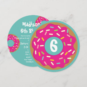 Invitación Personalizado niño lindo redondo rosado donut fies