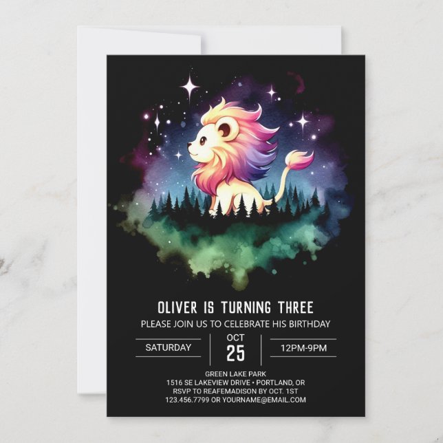 Invitación Personalizado Niños Leones Cumpleaños (Anverso)