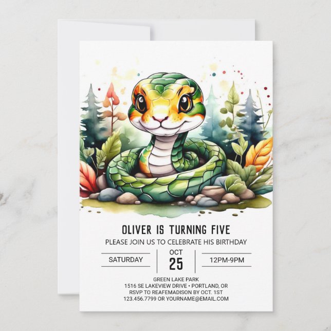 Invitación Personalizado Niños Reptiles Fiesta de cumpleaños (Anverso)