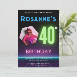 Invitación personalizado nocturno retro de los años 80 Foto N