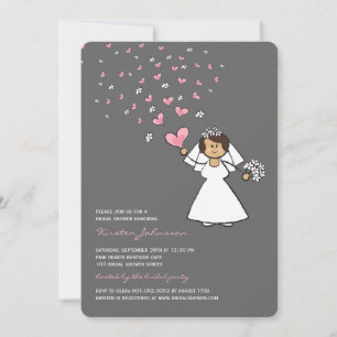 Invitación Personalizado novia de corazón rosado florió ducha