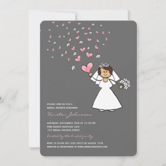 Invitación Personalizado novia de corazón rosado florió ducha