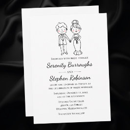 Invitación Personalizado Novia Groom Boda blanco negro capric