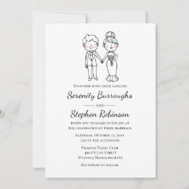 Invitación Personalizado Novia Groom Boda blanco negro capric