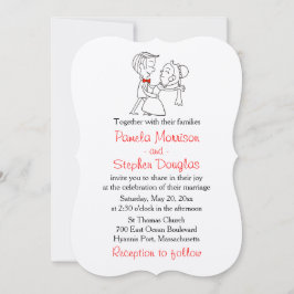 Invitación Personalizado Novia y Groom Boda negro, blanco y r