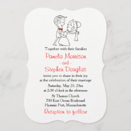 Invitación Personalizado Novia y Groom Boda negro, blanco y r