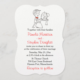 Invitación Personalizado Novia y Groom Boda negro, blanco y r