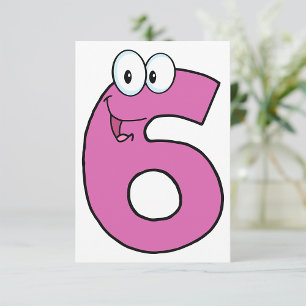 Invitación Personalizado Número 6 Divertido Morado Sonriente 
