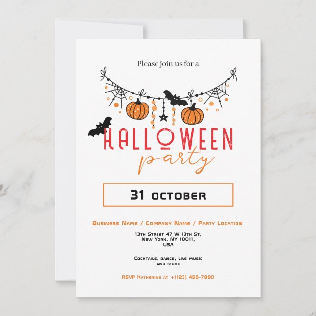 Invitación Personalizado Oficina para Pequeñas Empresas Fiest (Anverso)