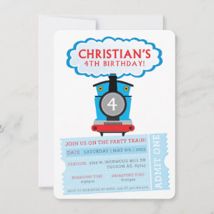 Invitación PERSONALIZADO ORDEN Tren de 4º cumpleaños de Chris