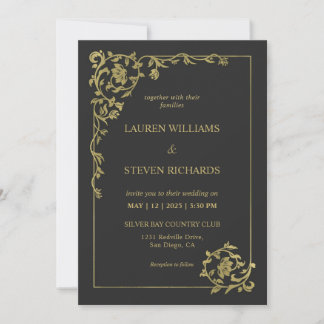 Invitación Personalizado Oro Negro Real Boda de Decoración An