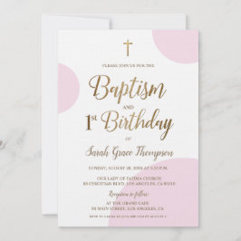 Invitación Personalizado Oro Rosa Bebé Baptismo Primer cumple