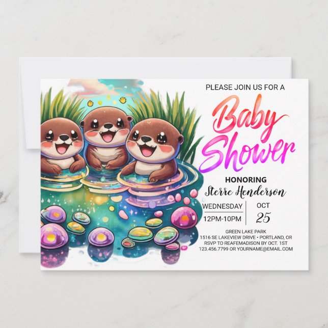 Invitación Personalizado Otter Cute Baby Shower (Anverso)