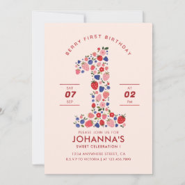 Invitación Personalizado Pastel Berry Rosa Dulce Frutos de fr