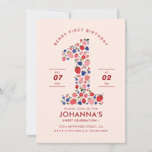 Invitación Personalizado Pastel Berry Rosa Dulce Frutos de fr