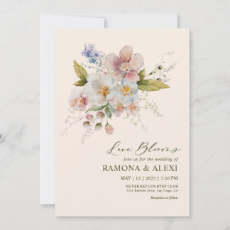Invitación Personalizado Pastel Blanco Rosa Para Siempre Boda