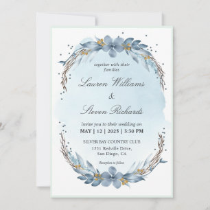Invitación Personalizado Pastel Luz Blanca Azul suave Novia d