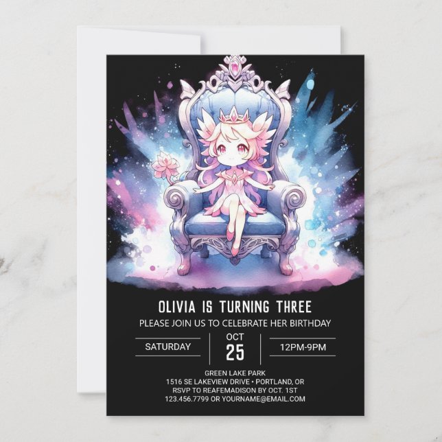 Invitación Personalizado Pastel Princess Cumpleaños (Anverso)