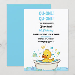 Invitación Personalizado Pato Amarillo Bebé Primer cumpleaños