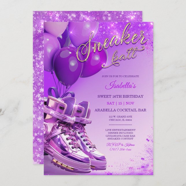 Invitación Personalizado personalizado temática de Sneaker (Anverso / Reverso)