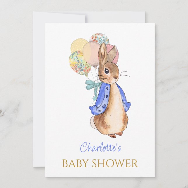 Invitación Personalizado Peter el conejo Baby Shower (Anverso)