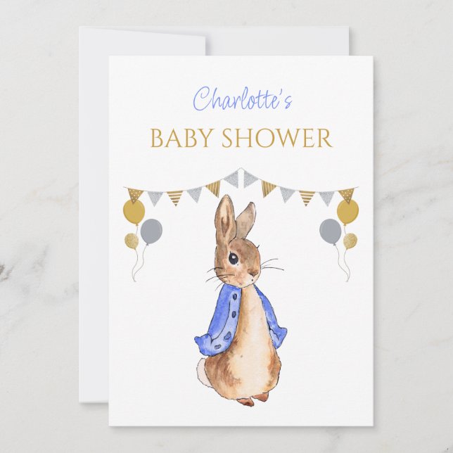 Invitación Personalizado Peter el conejo Baby Shower (Anverso)