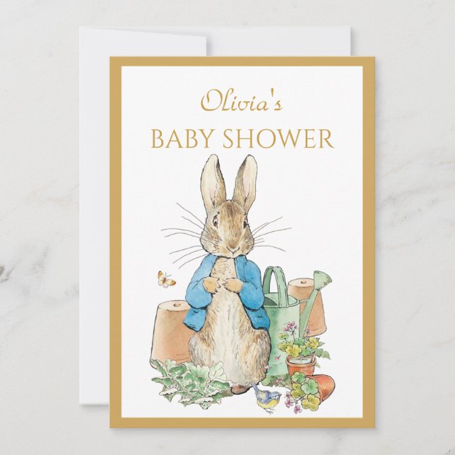 Invitación Personalizado Peter el conejo Baby Shower (Anverso)
