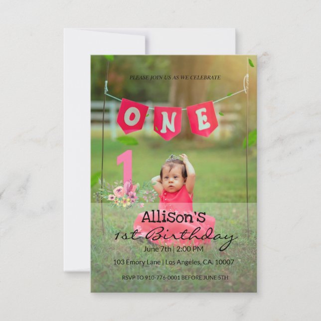 Invitación Personalizado Photo Baby Cumpleaños (Anverso)