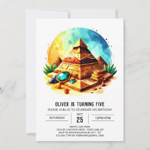 Invitación Personalizado Pirámides de Oro Moderno Cumpleaños